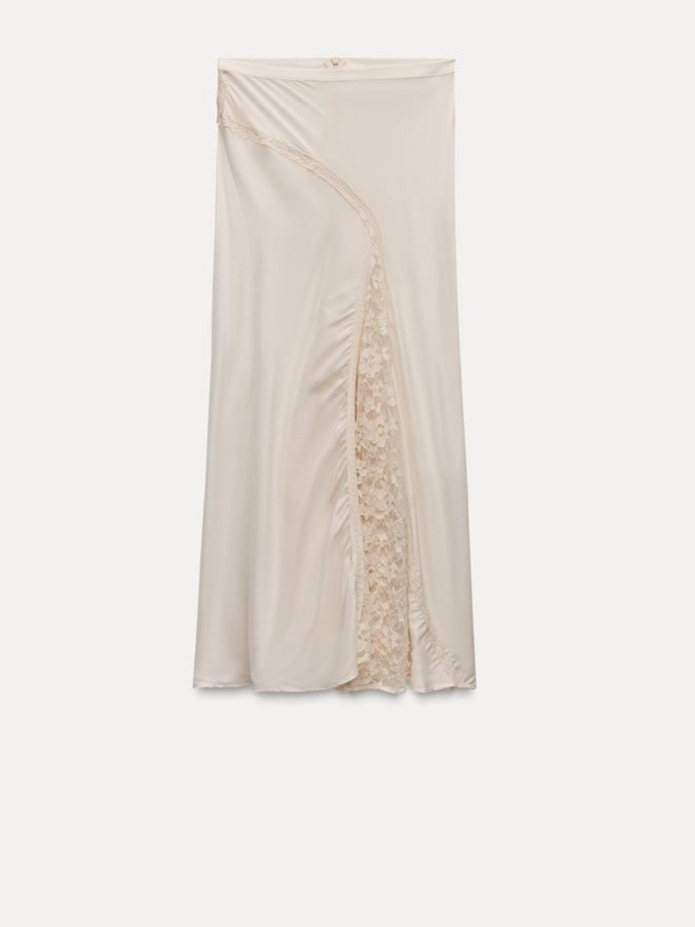 ZARA Cream Lace-Insert Midi Skirt